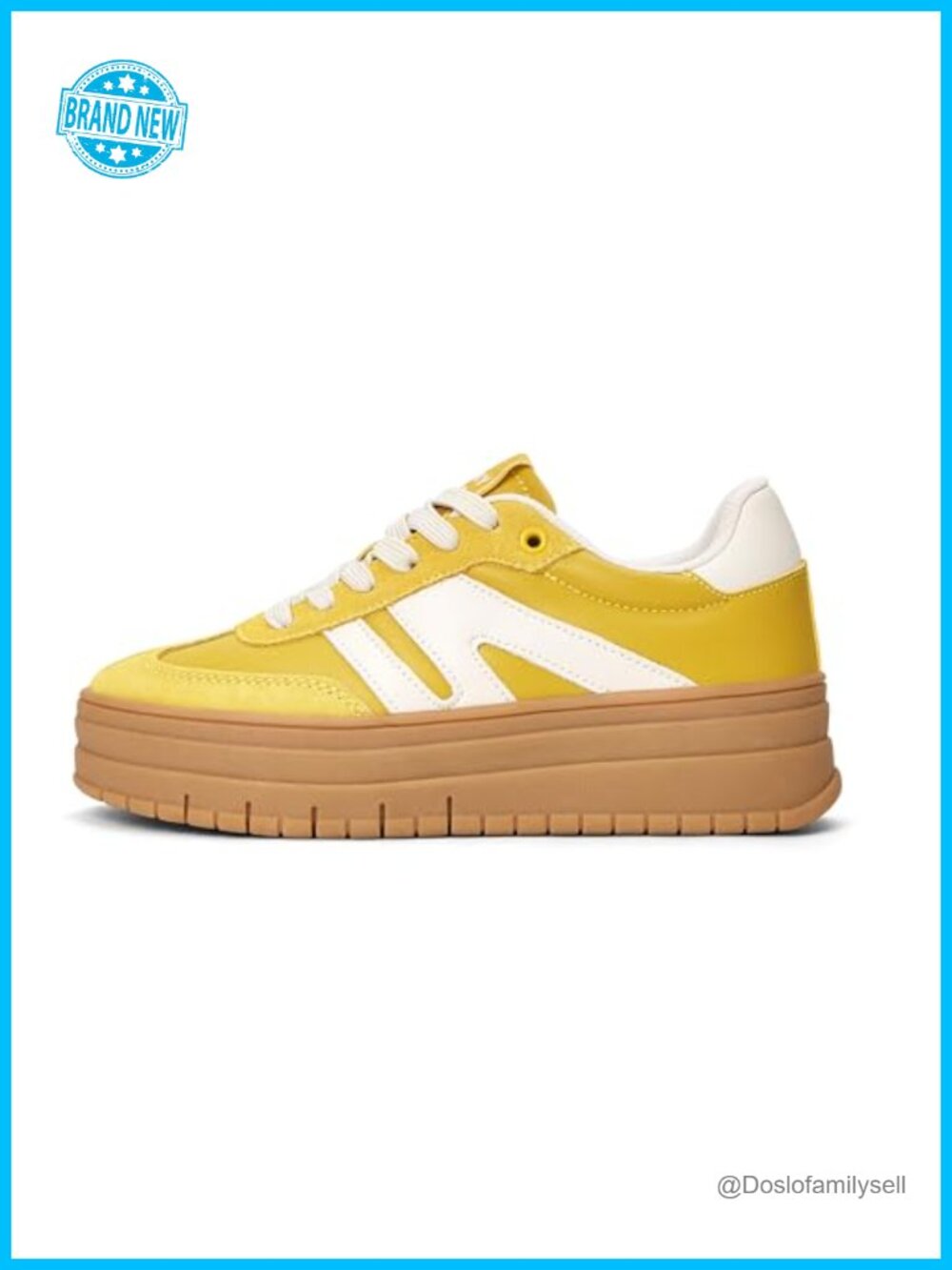 Women's Platform Sneakers Faux Leather Suede Lace-Up Casual Skate Shoes